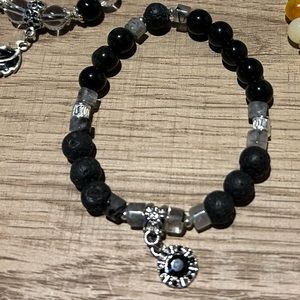Black lava, black rutile and dangle charm